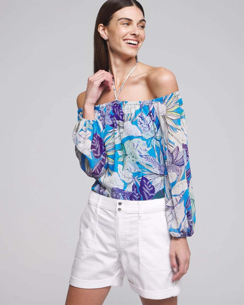 Outlet WHBM Tie Neck Off The Shoulder Blouse White House Black Market